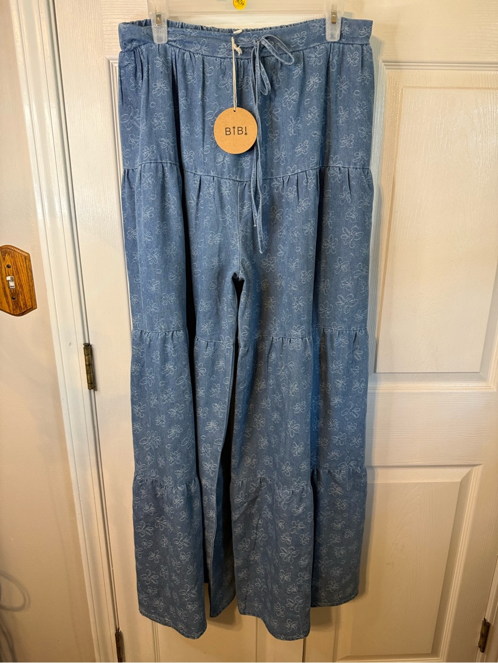 Bibi  Blue Tiered Wide-Leg Pants